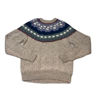 Vintage Eddie Bauer Woman Medium Wool  Sweater Sheep Chunky Cottage Core 90s